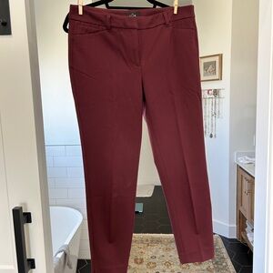 Straight-Leg Ponte Pants in Burgundy